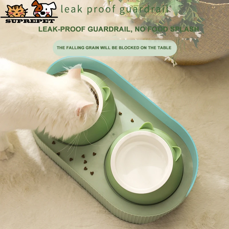 

SUPREPET Pet керамические миски для собак двойной контейнер для еды кошка бутылка для воды щенок Милая защита шеи питатель блюдо котенка с подставкой