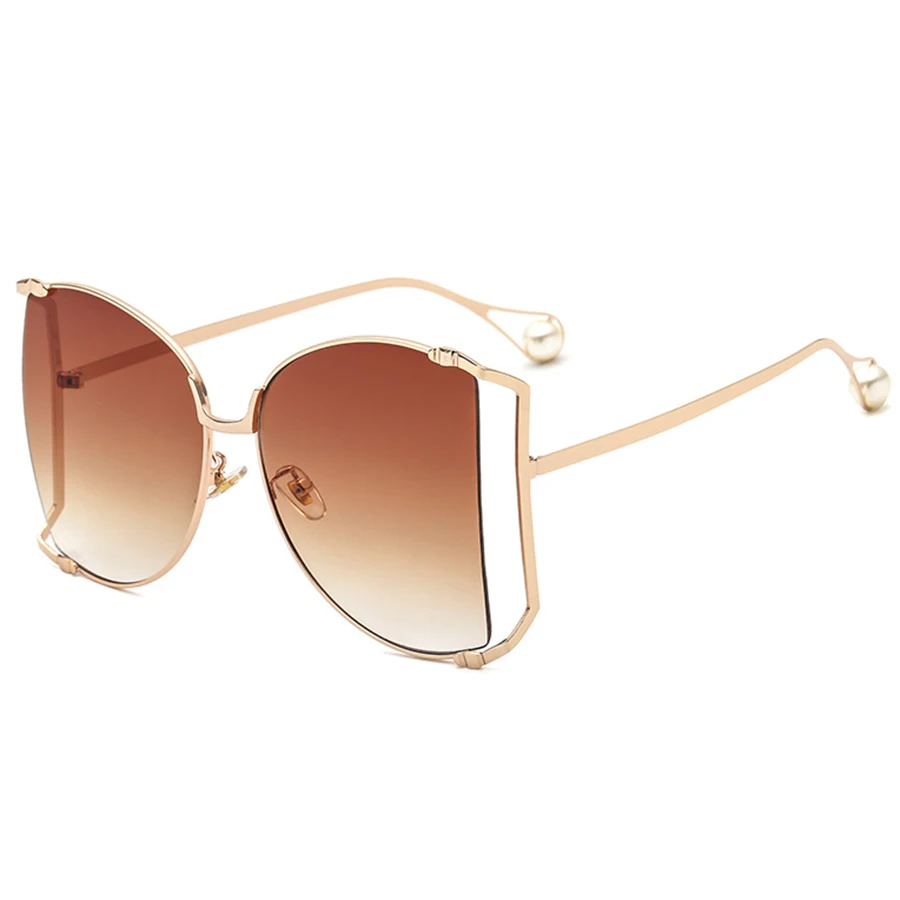 Негабаритное солнцезащитное стекло es для женщин, брендовый дизайн, Бабочка, квадратная большая рама, солнцезащитное стекло, жемчужное украшение, кошачьи глазки, очки UV400