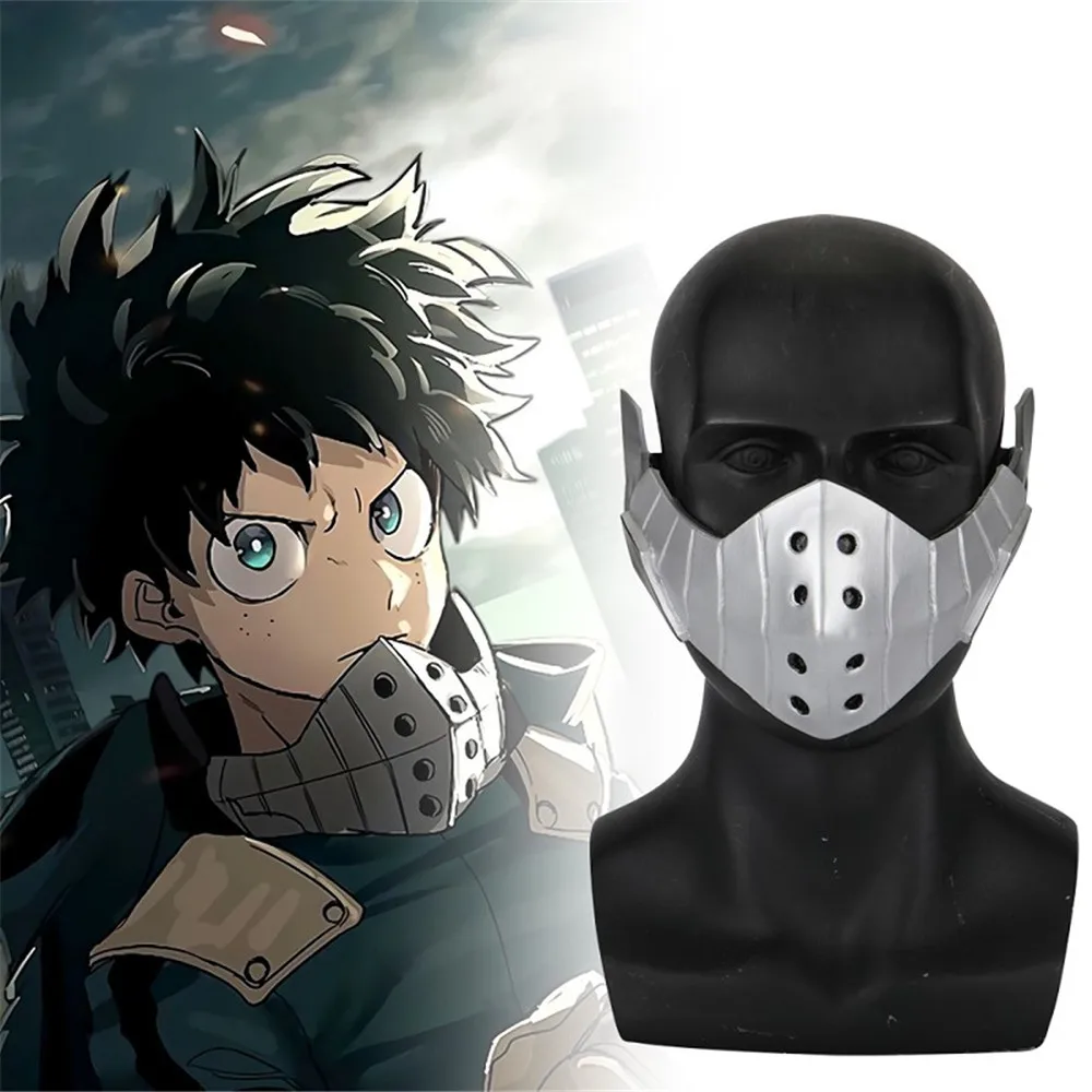 Аниме Академия Izuku Midoriya Deku косплей маска для лица Серебряный ПВХ реквизит