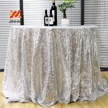 

The Silver Elegant Round Sequin Tablecloth Table Cover Wedding Event Wedding Tablecloth