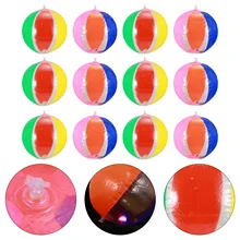 

12 Pcs Inflatable Lighted Beach Balls Rainbow Color Glow Pool Balls for Party
