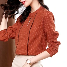Fashion Polka Dot Shirts Blouses For Women Breathable Comfortable Soft Chiffon Shirts Business Tops Elegant Casual Women Shirts Fashion Polka Dot Shirts Blouses For Women Breathable Comfortable Soft Chiffon Shirts Business Tops Elegant Casual Women Shirts
