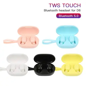 

D6 Tws Wireless Earphones Macaron Bluetooth 5.0 Earbuds Wireless Headphones Support Binaural Touch For Phone Christmas Gift
