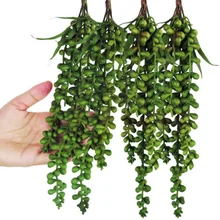 ПВХ искусственные растения зелень украшения стены дома веревка из жемчуга 4 шт Искусственные растения