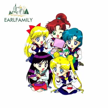 

EARLFAMILY 13cm x 9.5cm For Sailor Moon Car Accessories Stickers Refrigerator Decal Waterproof Personality Cartoon Graphics