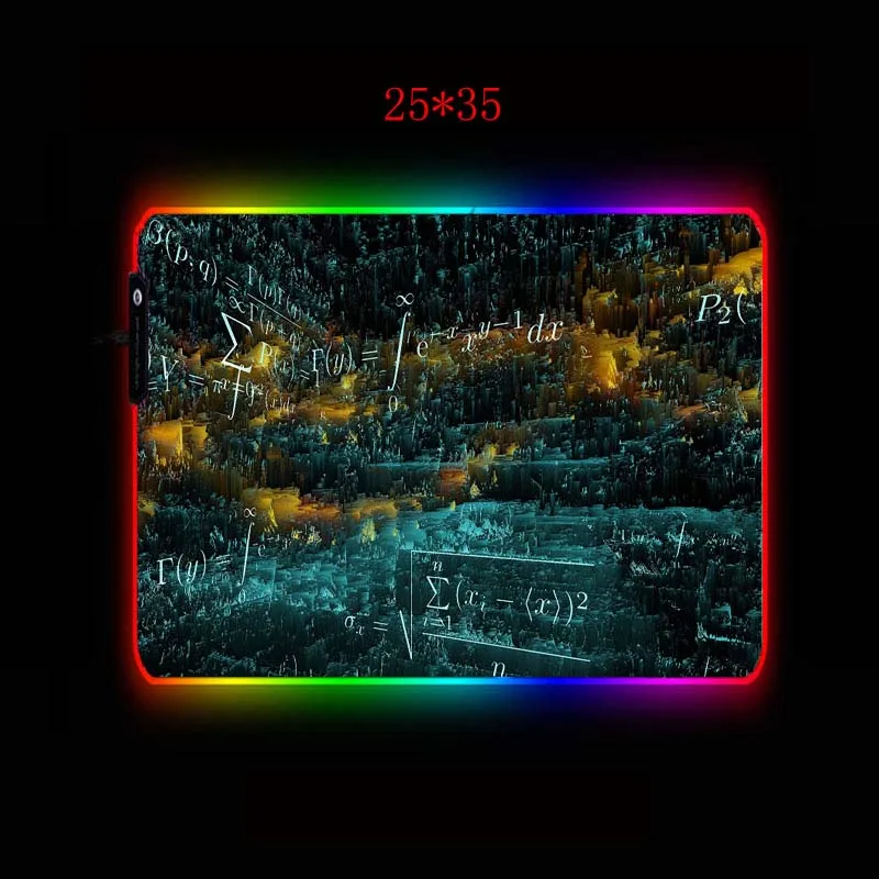 Mairuige Mathematics RGB Gaming Large Mouse Pad Gamer Computer Mousepad with Led Backlight Carpet f