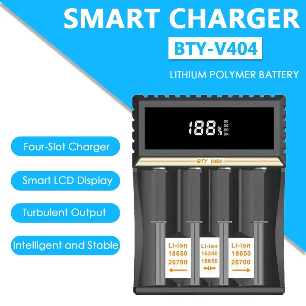 18650 зарядное устройство 3,7 V Универсальный USB 4 слота дисплей отдельно для 18650 26700 26650 перезаряжаемая литиевая батарея зарядное устройство