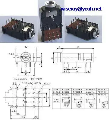 

DHL/EMS 500PCS 11-Pin 1/8 inches 3.5mm Stereo Socket With PCB Panel Mount for Headphones PJ-307B-A7