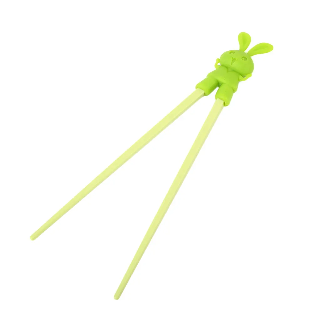 Green Палочки для еды, 1 пара, для детей, забавный инструмент, помощник, мультяшный кролик, мультфильм, простое использование - Color: Green