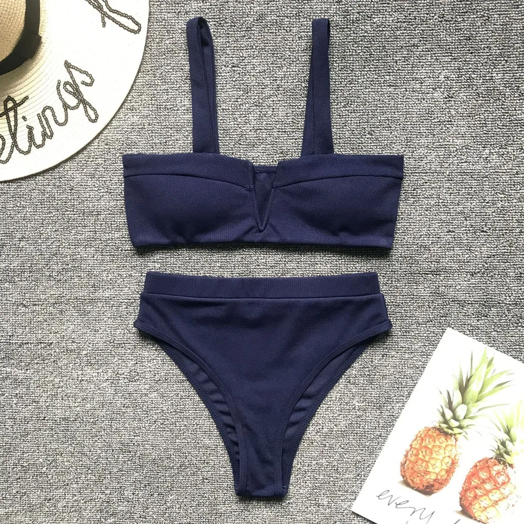 Bandeau Bow off shoulder 2 piece Bikini Sexy High Cut Halter Beachwear Push-Up Padded Bra Beach Swimsuit maillot de bain femme | Женская