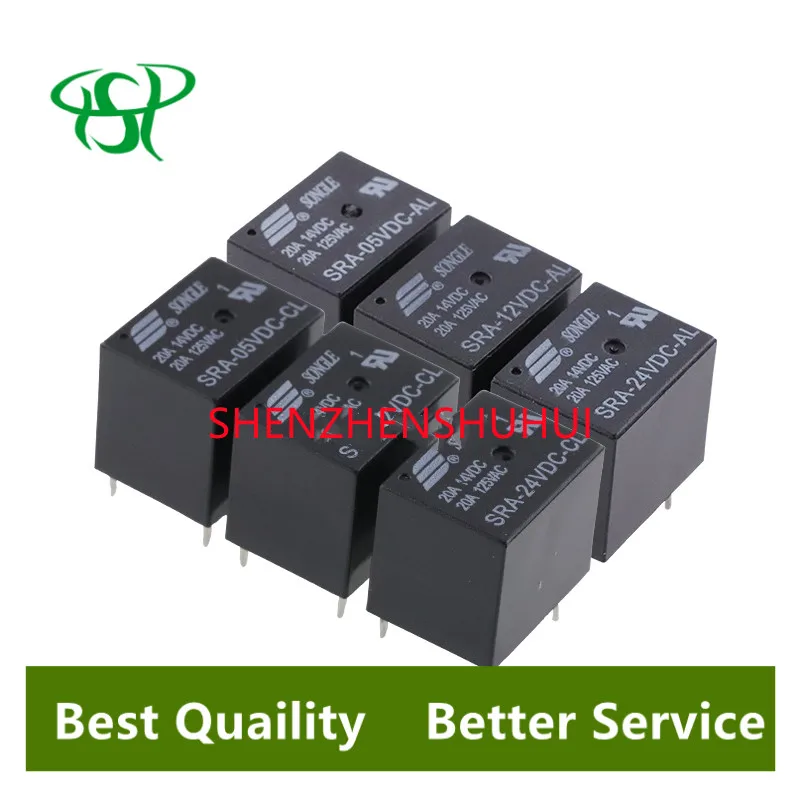 

5PCS/Lot Power Relays SRA- 05V 12V 24VDC-AL-CL T74 20A 5PINS 4PINS