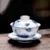 Ретро Синий и белый Фарфор Gaiwan Крышка Чаша Чайная Чашка Керамический Чайный сервиз Sancai Бытовой Толстый термостойкий Чайный сервиз Кунг-Фу