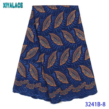 

African Cotton Lace Fabric Embroidery Nigerian High Quality Lace Swiss Voile Lace In Switzerland Fabrics with Stones KS3241B