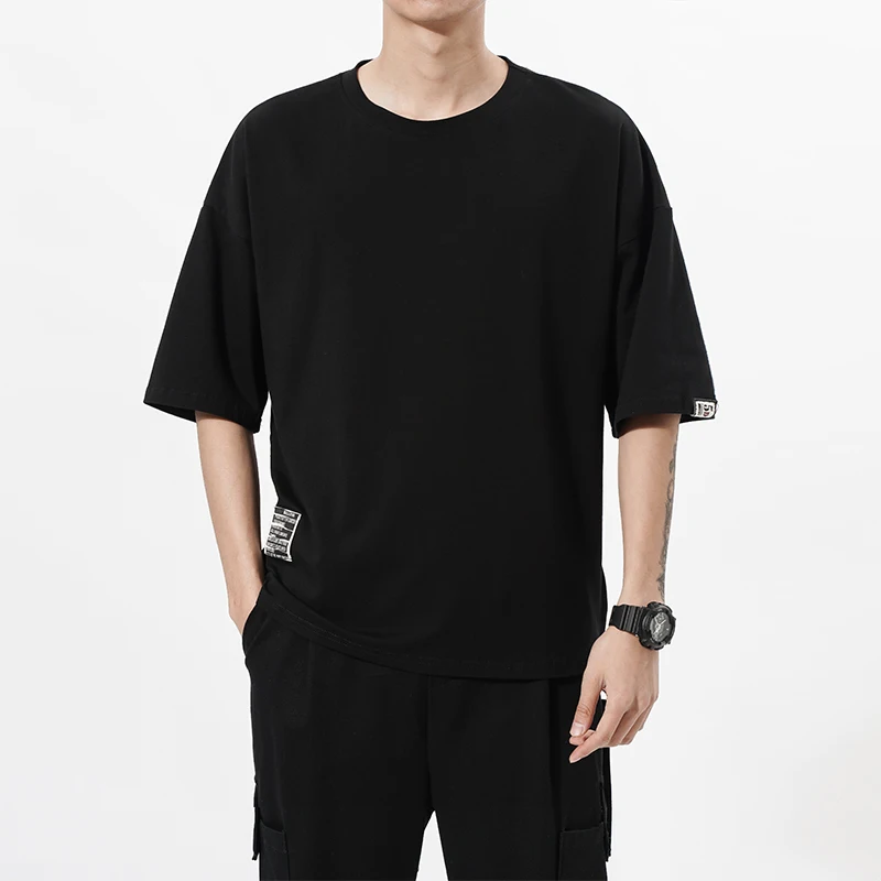 Streetwear Cotton Men T-shirt Half Sleeve Tee Shirt Homme Hip Hop Ribbons Side-zipper Short T | Мужская одежда