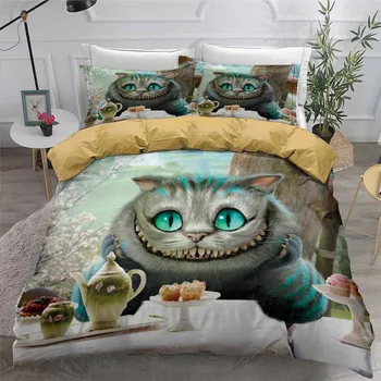 

HELENGILI 3D Bedding Set Smiley cat Print Duvet Cover Set Bedcloth with Pillowcase Bed Set Home Textiles #XLM03