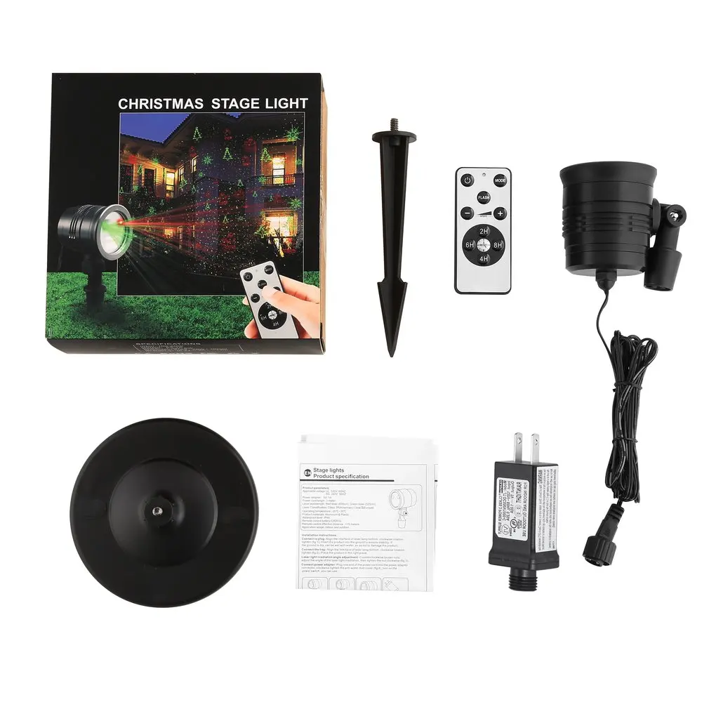 

Waterproof Christmas Projection Lights with Red & Green Projector Laser with Remote Control Black/Silver US/EU/UK/JP Plug