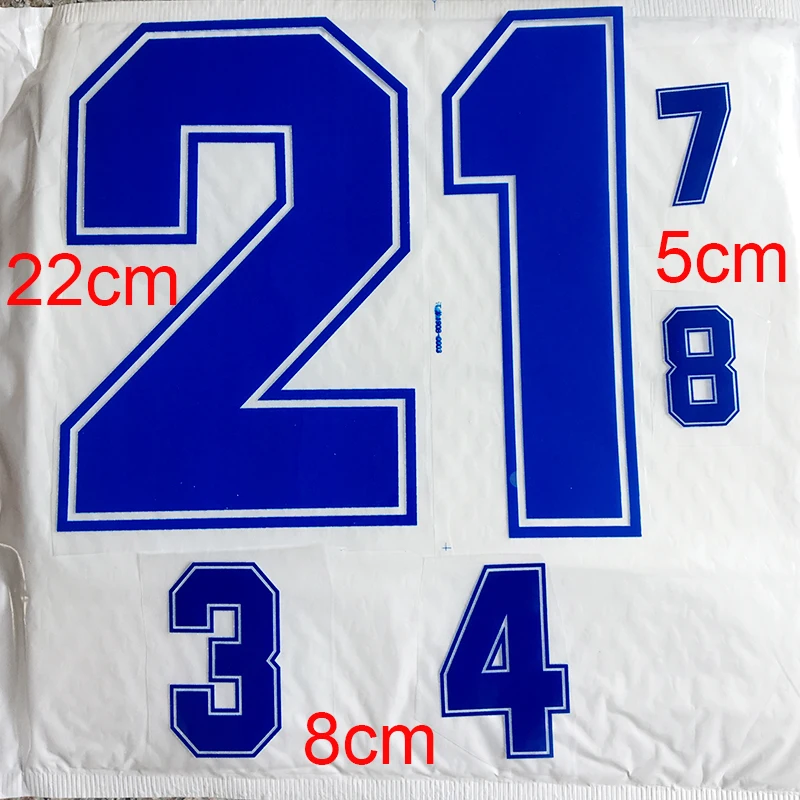 

Blue Numbers 0-9 Heat Transfer Patches 22cm\8cm\5cm Name Sporty Cloth Sticker Hot Heat Transfer DIY Iron On Clothing Bag Shoes