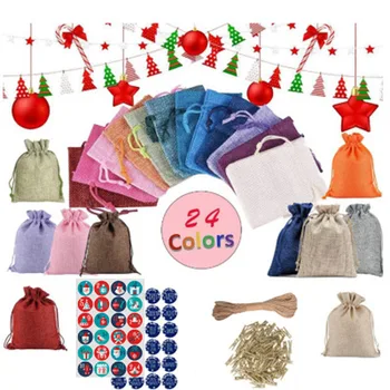 

1-24 Advent Calendar Christmas Candy Bag Linen Gift bag For adults and kids