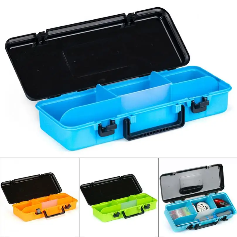 

4 Grids Portable Fishing Box 40 x 17 x 8cm Multifunctional Fishing Rod Lure Reel Tools Case Durable Plastic Fishing Tackle Box