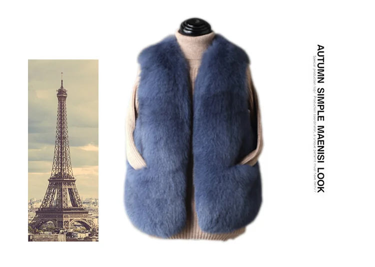 ZDFURS* women natural real fox fur vest good quality 100%genuine real fox fur gilets winter thick warm short sleeveless coat