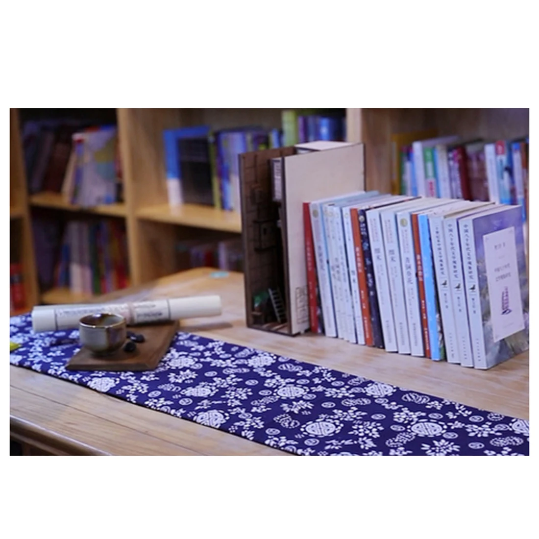 Японский стиль уличный задний переулок книжный шкаф DIY деревянная Сборная модель книжная полка с светильник-s m Модель Строительный комплект