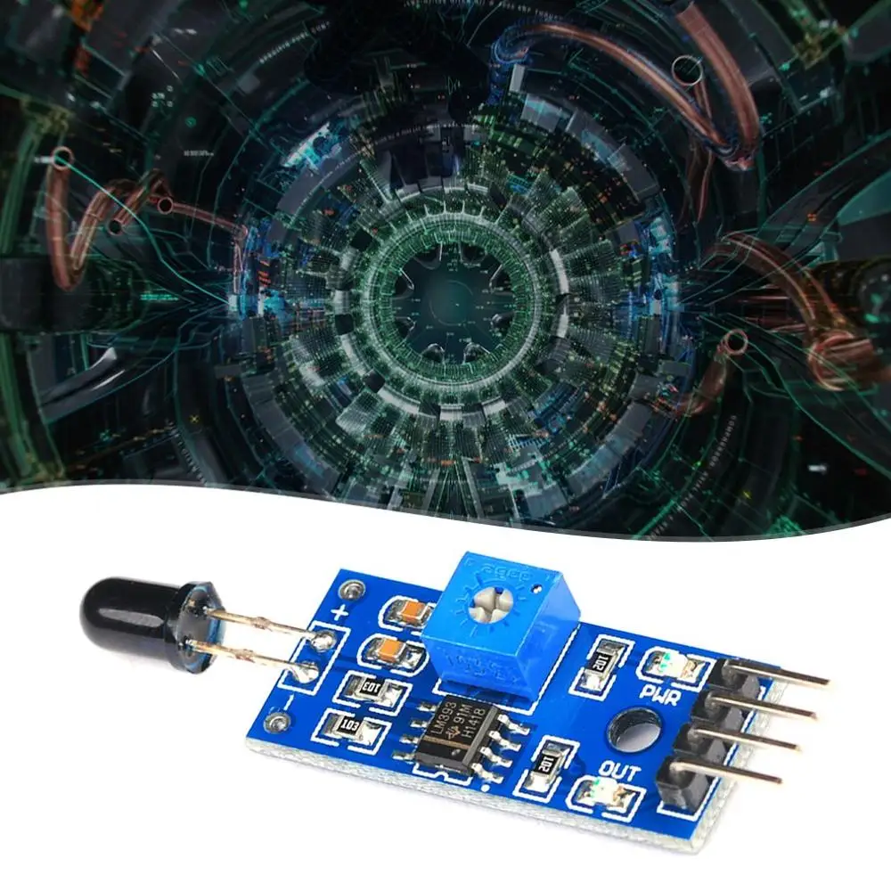 Flame Sensor Module Fire Source Detection Module Infrared Receiver Module Fire Detection 4 Pin Adjustable Sensitivity