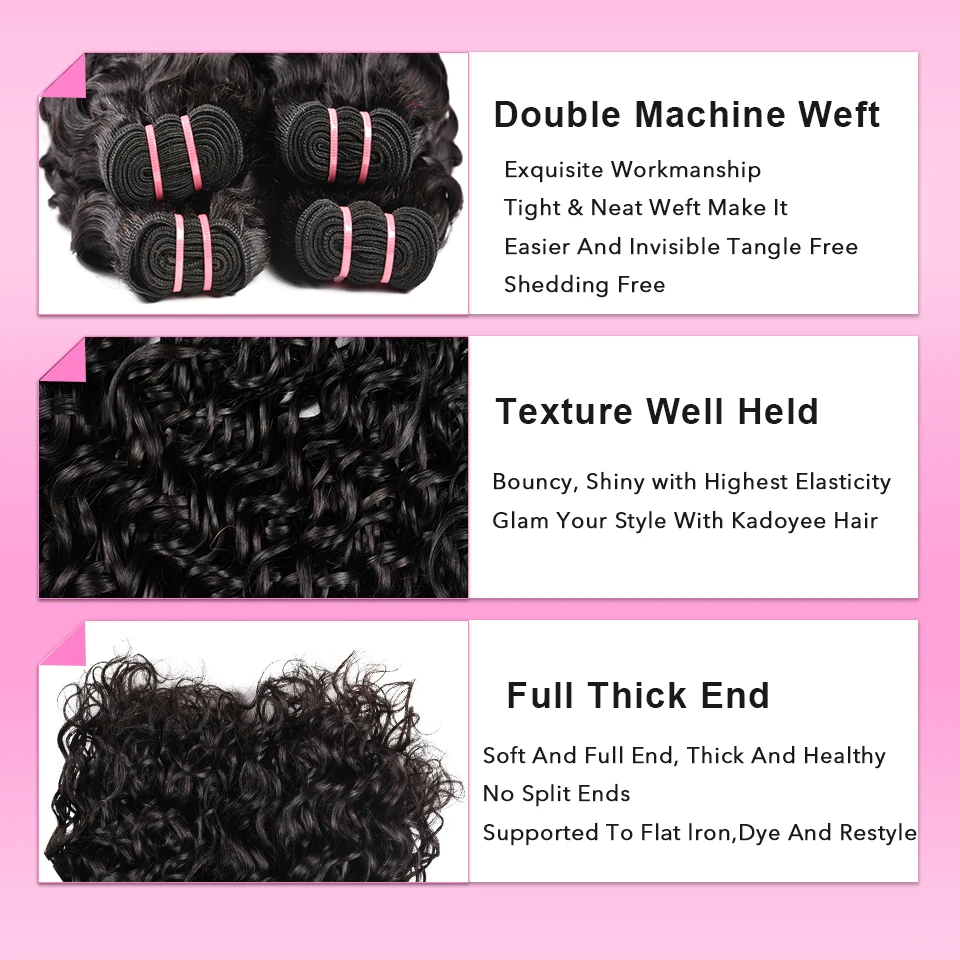 Вода волна натуральные кудрявые пучки волос и закрытие бразильские человеческие волосы remy 3 пряди "-26" средний коэффициент натуральный цвет для женщин
