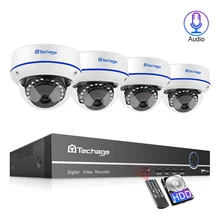 Techage 4CH 1080P Домашняя безопасность 2 ТБ HDD NVR 4 шт POE CCTV камера система 2MP аудио звук Открытый ИК ночного видения комплект наблюдения