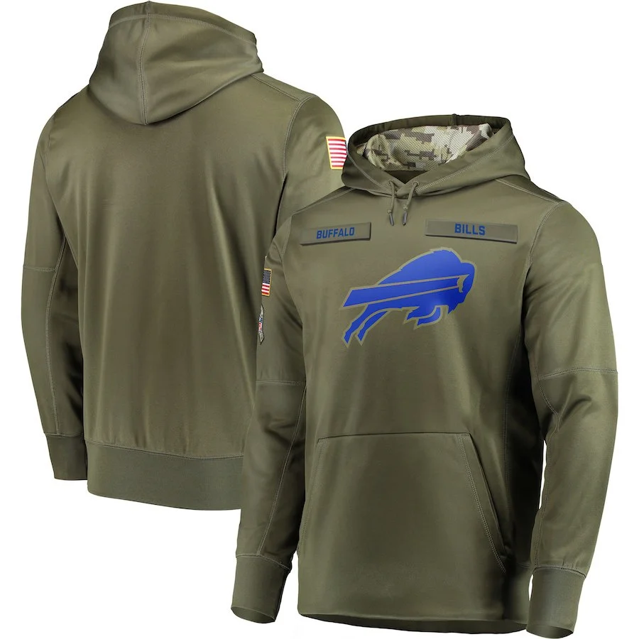Толстовка Buffalo Bills Salute to service Sideline Therma, пуловер для выступлений, Футбольная Толстовка оливкового цвета
