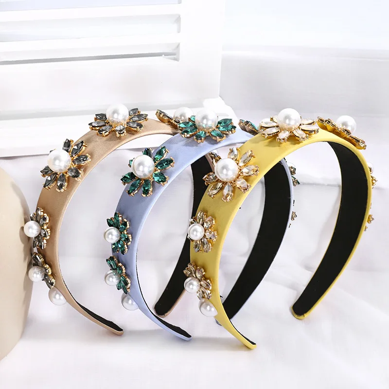 

Elegant Baroque Diamond Big pearl Hairbands for Women Ornament Headband Lady Hair Hoop Headwear Korean Fashion Hair Accessories
