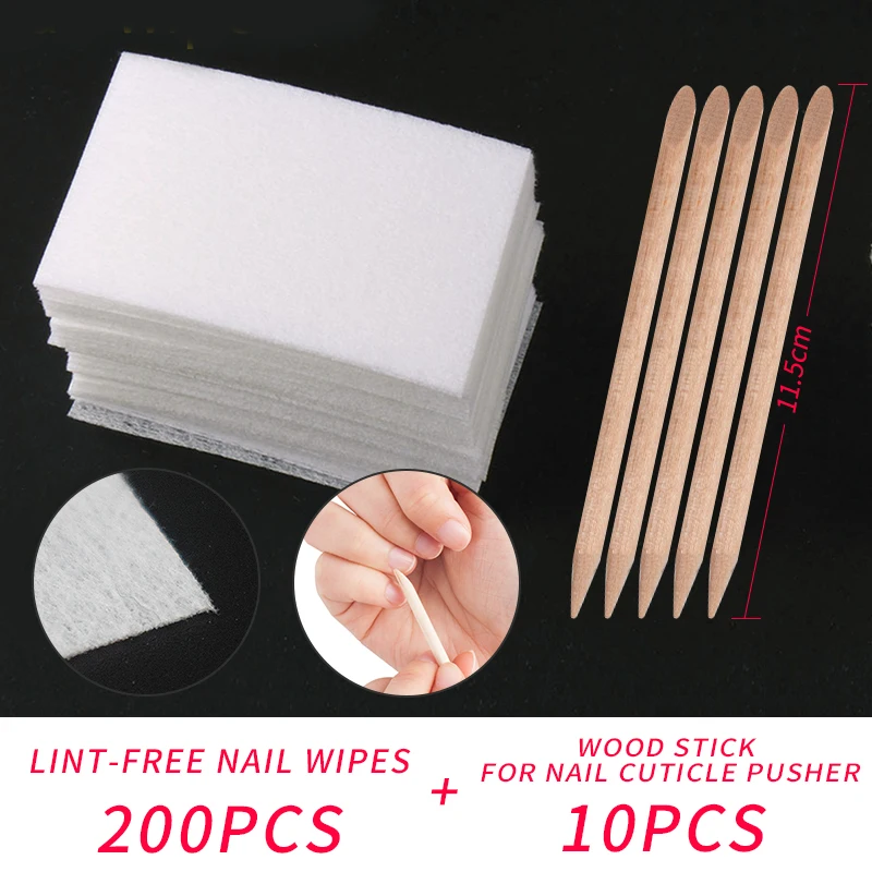 New 200 PCS-wood 100 шт. безворсовые ватные диски для ногтей салфетки для маникюрный гель для ногтей для удаления лака обертывания хлопок Жидкость для снятия лака для ногтей инструменты для ногтей - Цвет: New 200 PCS-wood