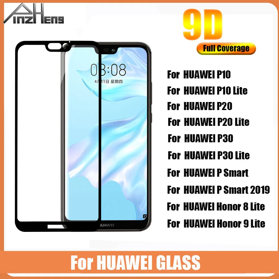 

9D Full Cover Tempered Glass For Huawei P10 P20 P30 Lite Glass For Huawei P Smart 2019 Honor 8 9 Lite Glasses Protector Film