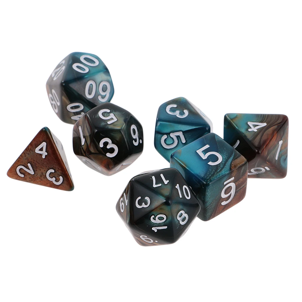7 pieces Two Colors Polyhedral Dice 16mm for DND Table Board Games D20 D12 D10 D8 D6 D4 Dice Set Party Game Toys