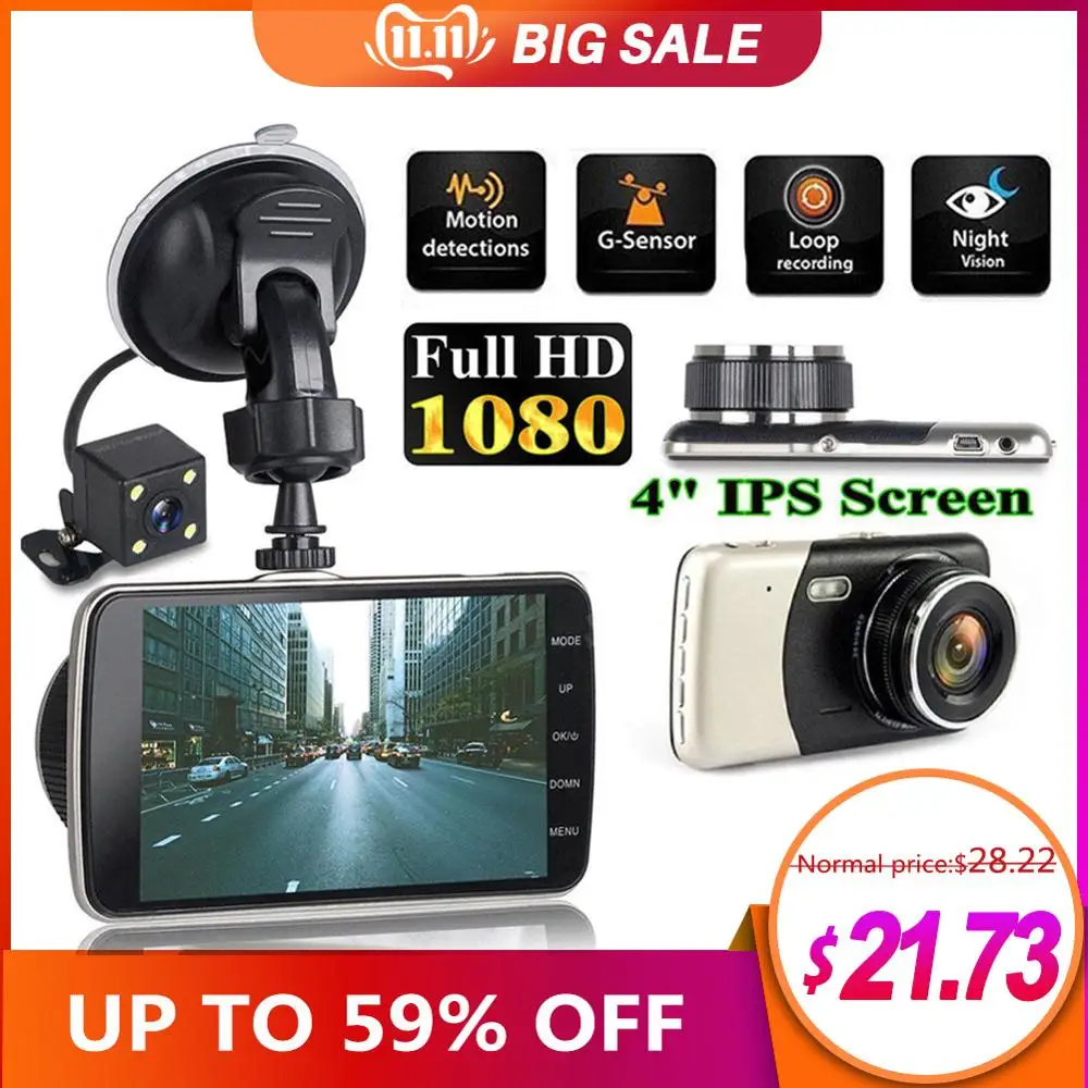 Vente 2019 nouveau 4 pouces IPS Full HD 1080P voiture conduite enregistreur Dashcam voiture DVR conduite enregistreur 170 degrés grand Angle lentille voiture Dash Cam