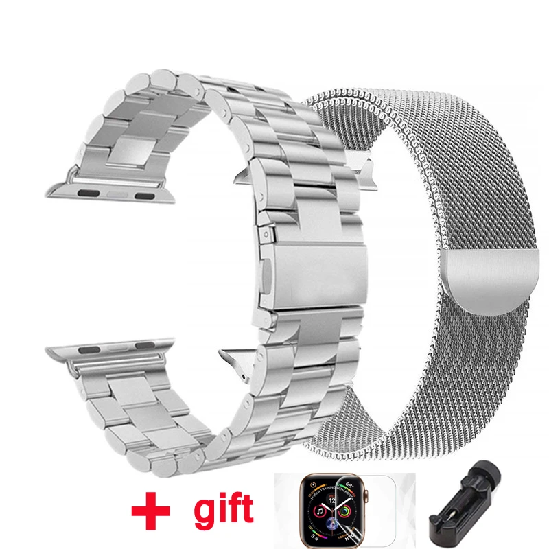 Миланская петля ремешок для Apple watch 42 мм 38 мм iWatch ремешок 44 мм 40 мм браслет из нержавеющей стали Apple watch 4 5 3 Аксессуары