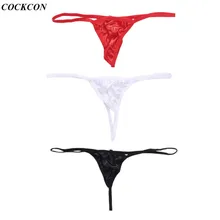 Mulheres Sexy Lace Briefs Thongs G-String Lingerie Vermelha Thongpanty Calcinha Cueca(China)
