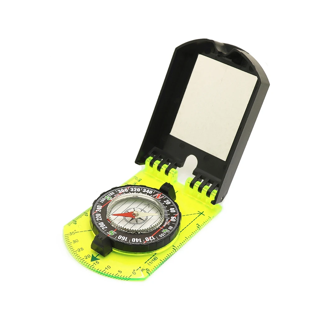 Compass Scale Map Ruler Mirror With Flip Multifunctional For Outdoor Hiking Camping Survival Guiding Tool Black | Спорт и