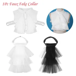 Retro Palace Chiffon Ruffle Shirt Collar Detachable Solid Color Half Tops Cover Suit Decorative False Collar Costume Accessories