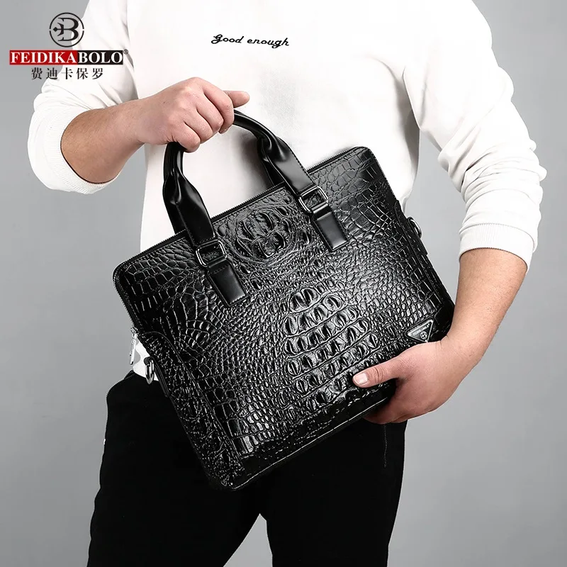 

Fee Dika Polo Fashion Oblique Crocodile Pattern Men Hand Different Size Bags Men's Bag Shoulder Oblique Bag