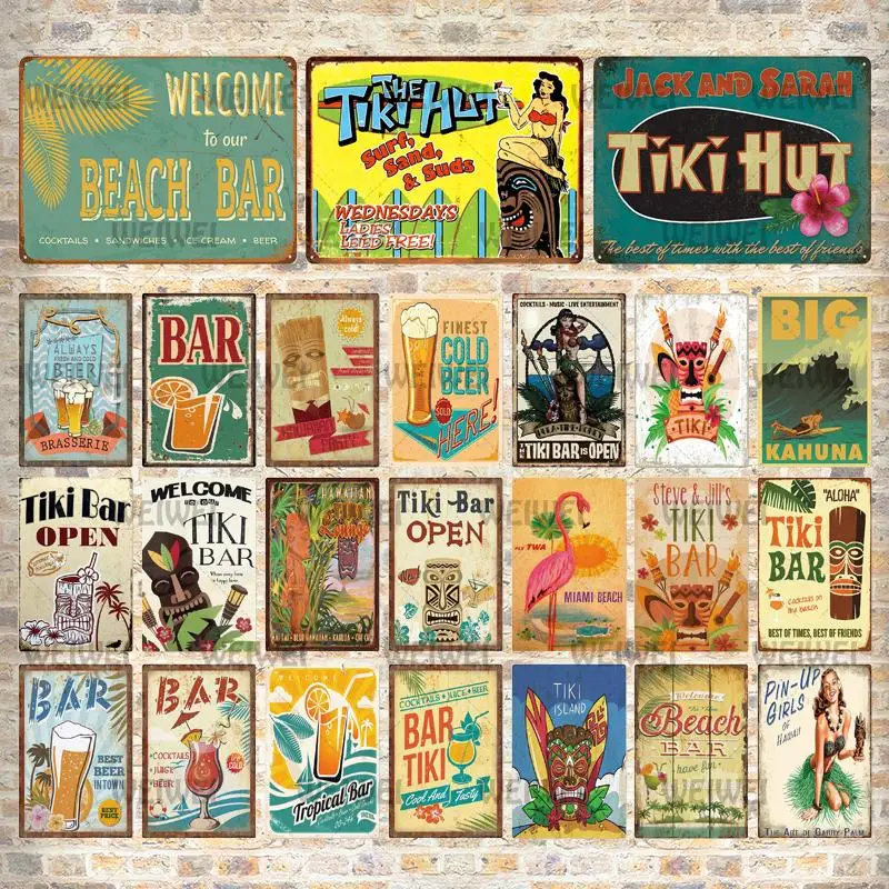 Новинка 2020 TIKI BAR металлическая жестяная вывеска бар для паба украшение дома на