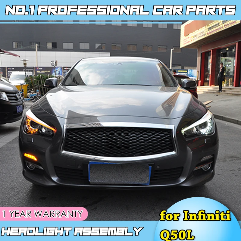 Автомобильный Стайлинг для Infiniti Q50L фары- для Q50L полный светодиодный налобный фонарь светодиодный DRL спереди bi-ксеноновая линзы двойной луч