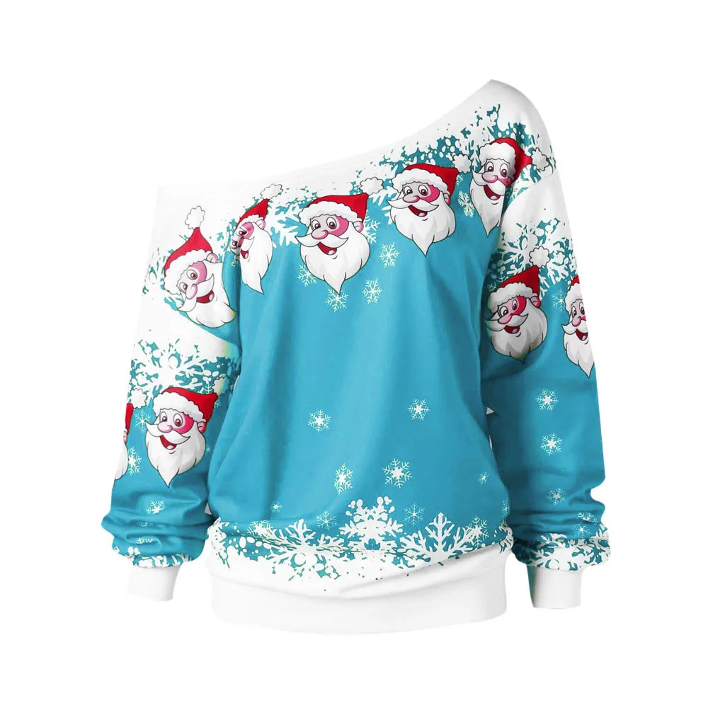 Кофты женские модные с Рождеством Санта принт пуловер из полиэстера женская уличная негабаритная Толстовка свободный sudadera mujer