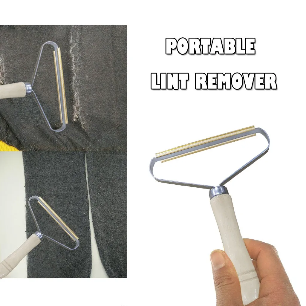 Portable Lint Remover Clothes Fuzz Shaver Manual Epilator Clothes Shaver Wooden Cashmere Sweater Fabric Clothes Lint Remover