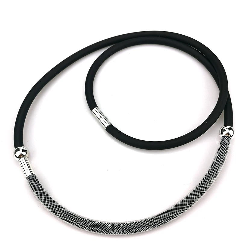 UKEBAY New Rubber Torques Women Short Choker Necklaces Mesh Jewelry Bead Accessories Simple Handmade Necklace Body Jewellery