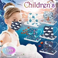 10pcs Child Disposable Face Mask Christmas Prints Industrial 3ply Mouth Masks For Kids Pm2.5 Xmas Masks Earloop Bandage Masques 1
