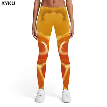 

KYKU Psychedelic Leggings Women Food Leggins Abstract Trousers Yellow Sexy Gothic Printed pants Womens Leggings Pants Fitness