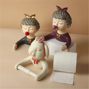 

Wall-mounted Cute Paper Towel Holder Multi-function Face Towel Storage Shelf Free Punching Tissue Box Bathroom Organizer Shelf