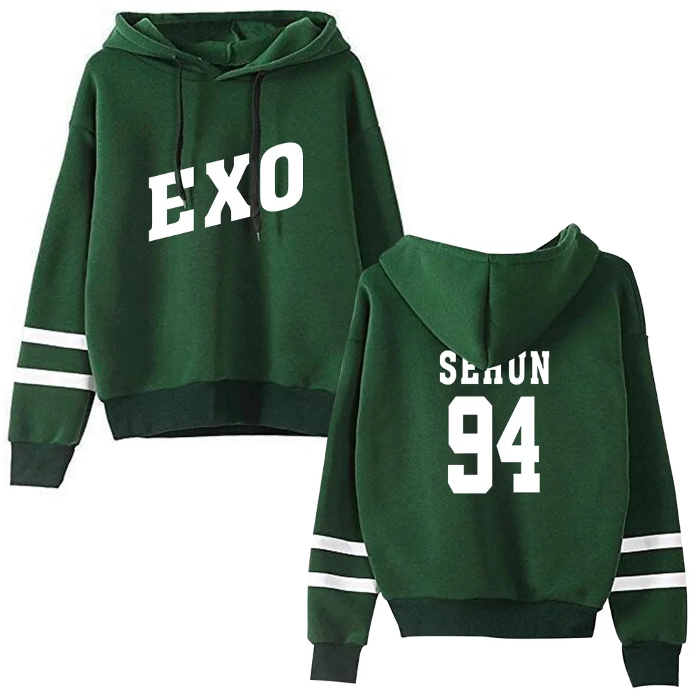 green94 Kpop EXO мужские и женские толстовки Толстовка Флисовая теплая XIUMIN уличная унисекс размера плюс Kawaii хип хоп Корейская одежда - Цвет: green94