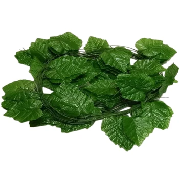 

12X Artificial Plant Grape Leaf Simulation Hanging 2M Decor Rattan Fake Rattan (20 Grape Leaves/Strip)
