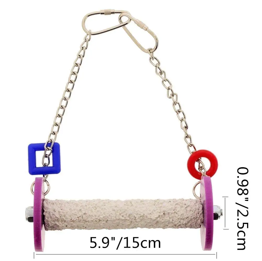 Bird Hanging Swing Toy Parrot Grinding Claws Standing Bar for Parakeet Cockatiel Finch Lovebird Budgie Conure (Random Color)